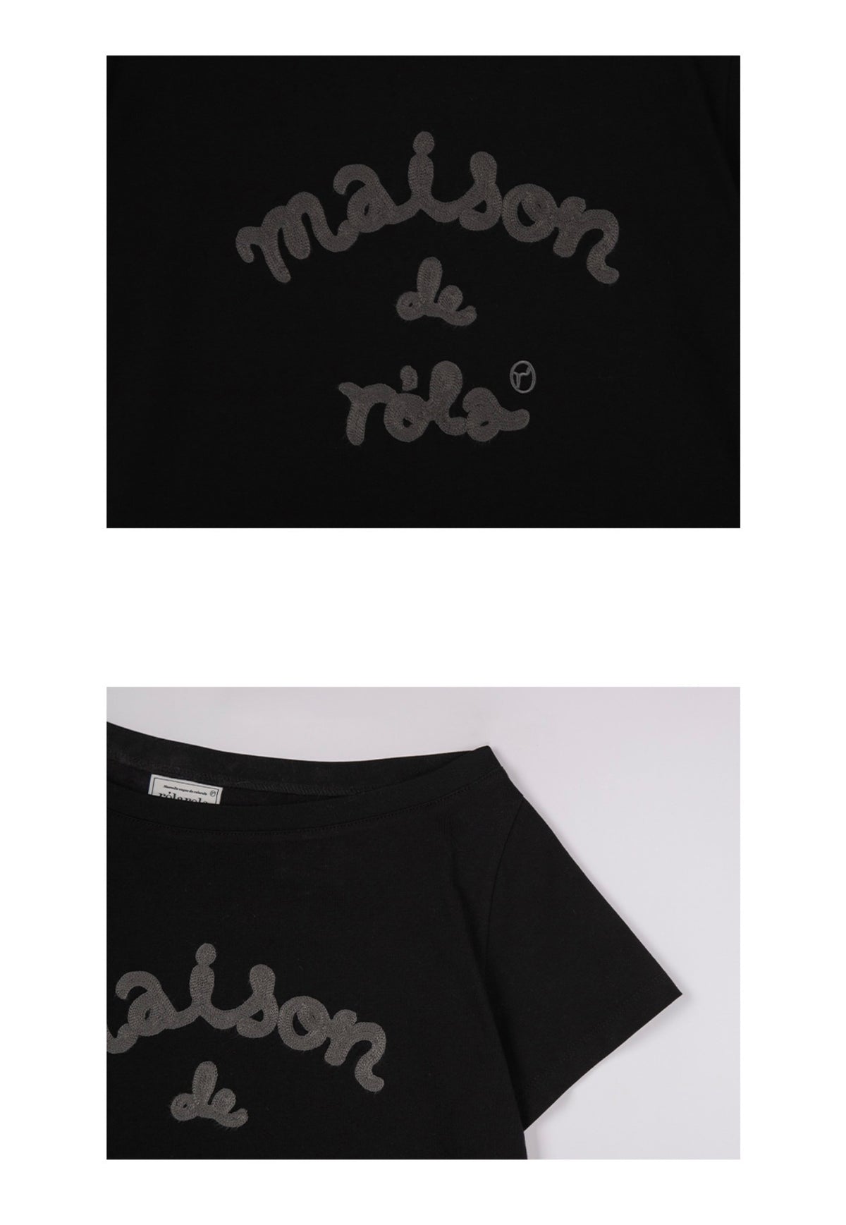 Rolarola Embroidery Off Shoulder Tshirt Off Black (Instock）
