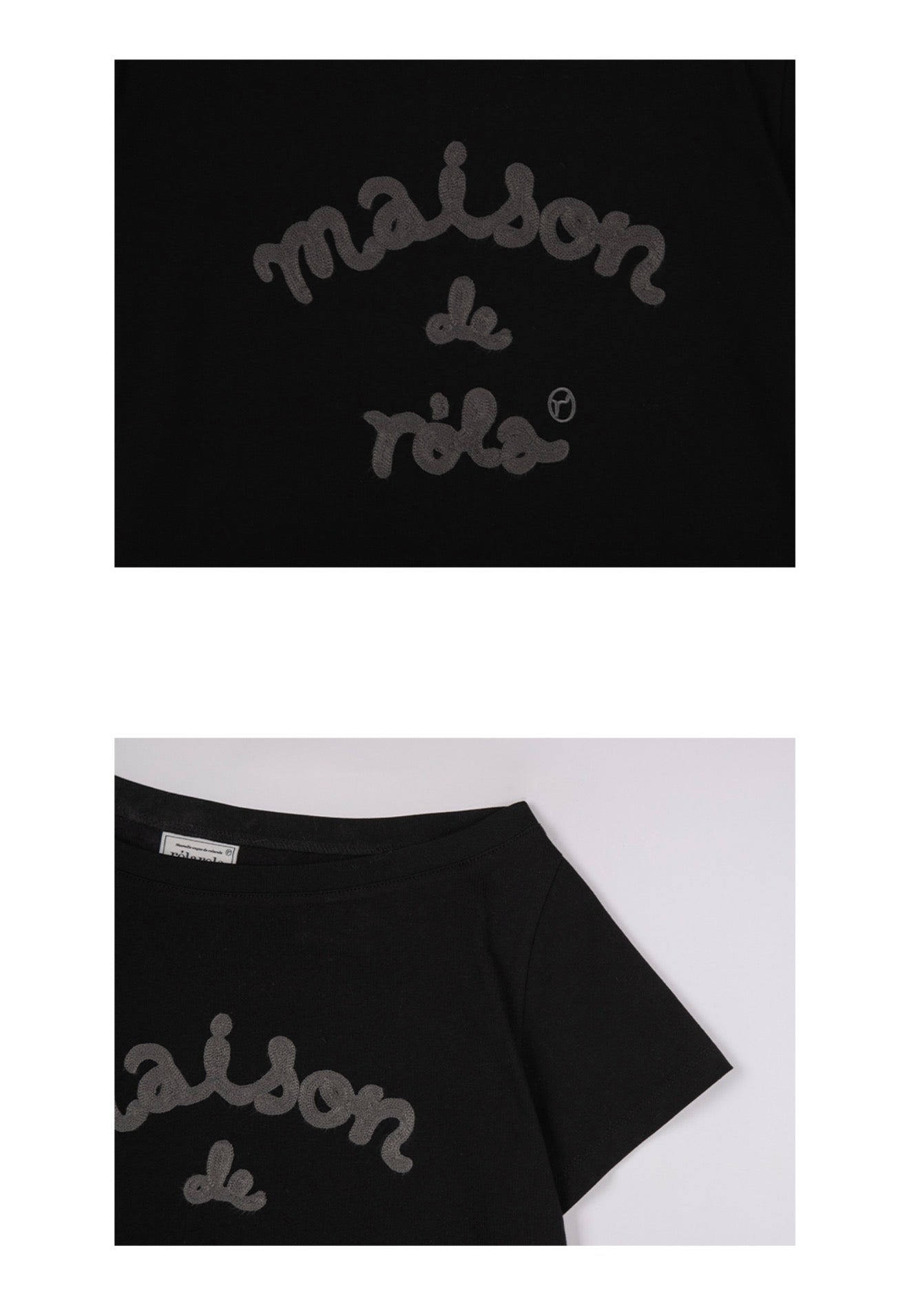 Rolarola Embroidery Off Shoulder Tshirt Off Black (Instock）