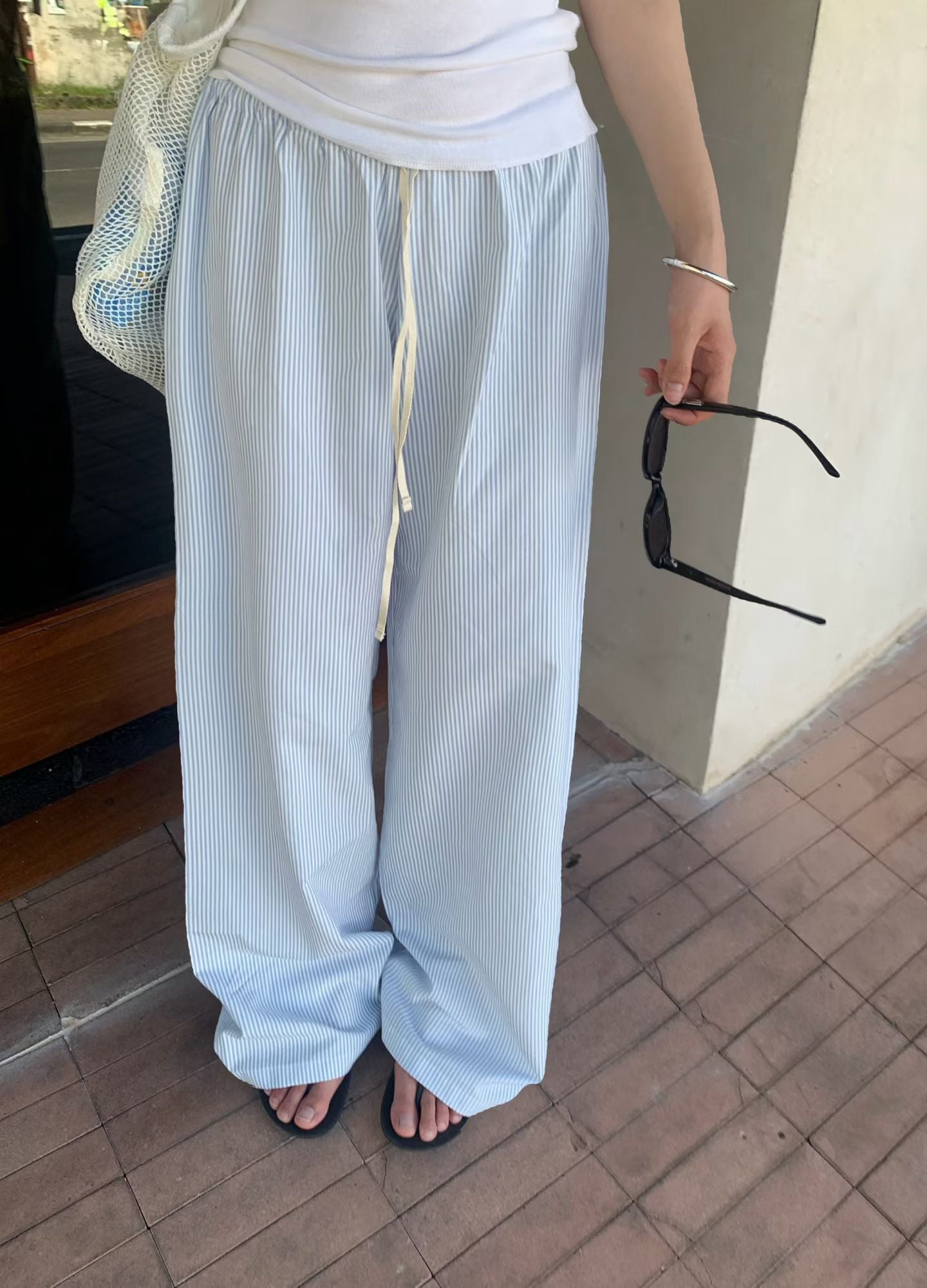 Korean APM Collection Vegetable Stripe Blue Pants (Instock)