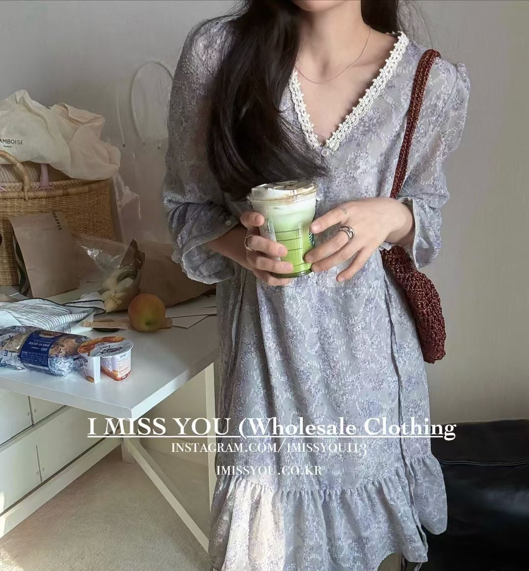 Korean APM Collection I Miss You Purple Dress (Instock)