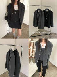 Korean APM Collection Cashmere Blend Pinstripe Blazer - 2 Colors (Instock)