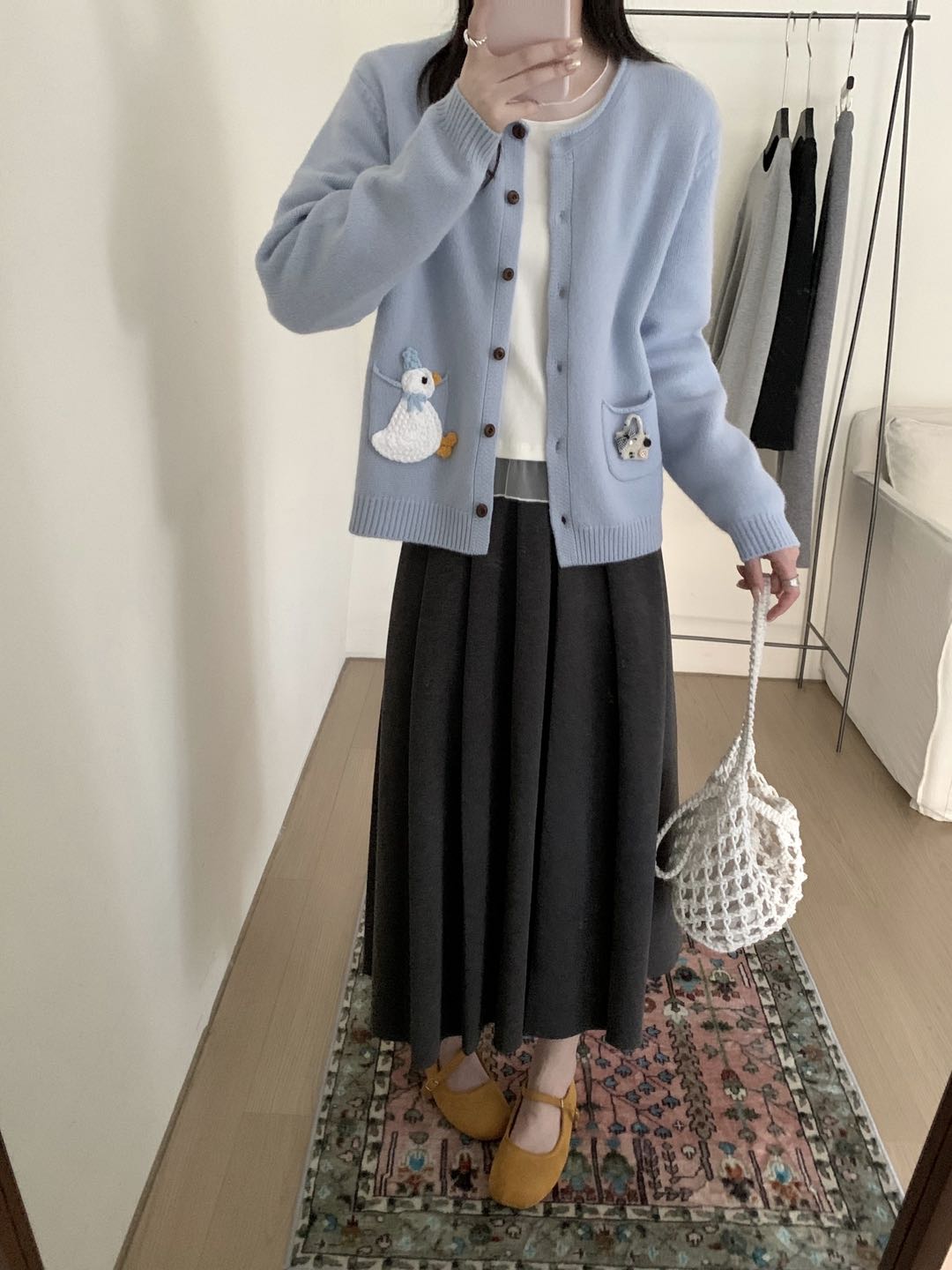 Kelly Designs Embroidery Cartoons Three Colors Wool Cardigan (Instock)