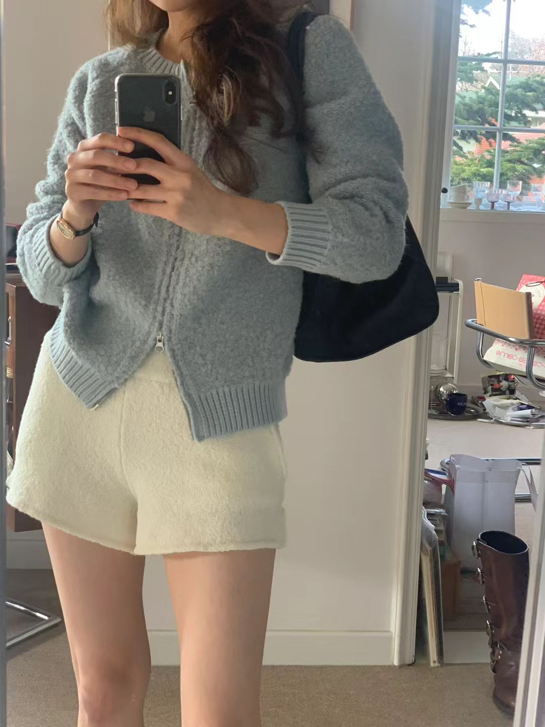 Korean APM Collection Ounce Two Colors Wool Zip Up Cardigan (Instock)