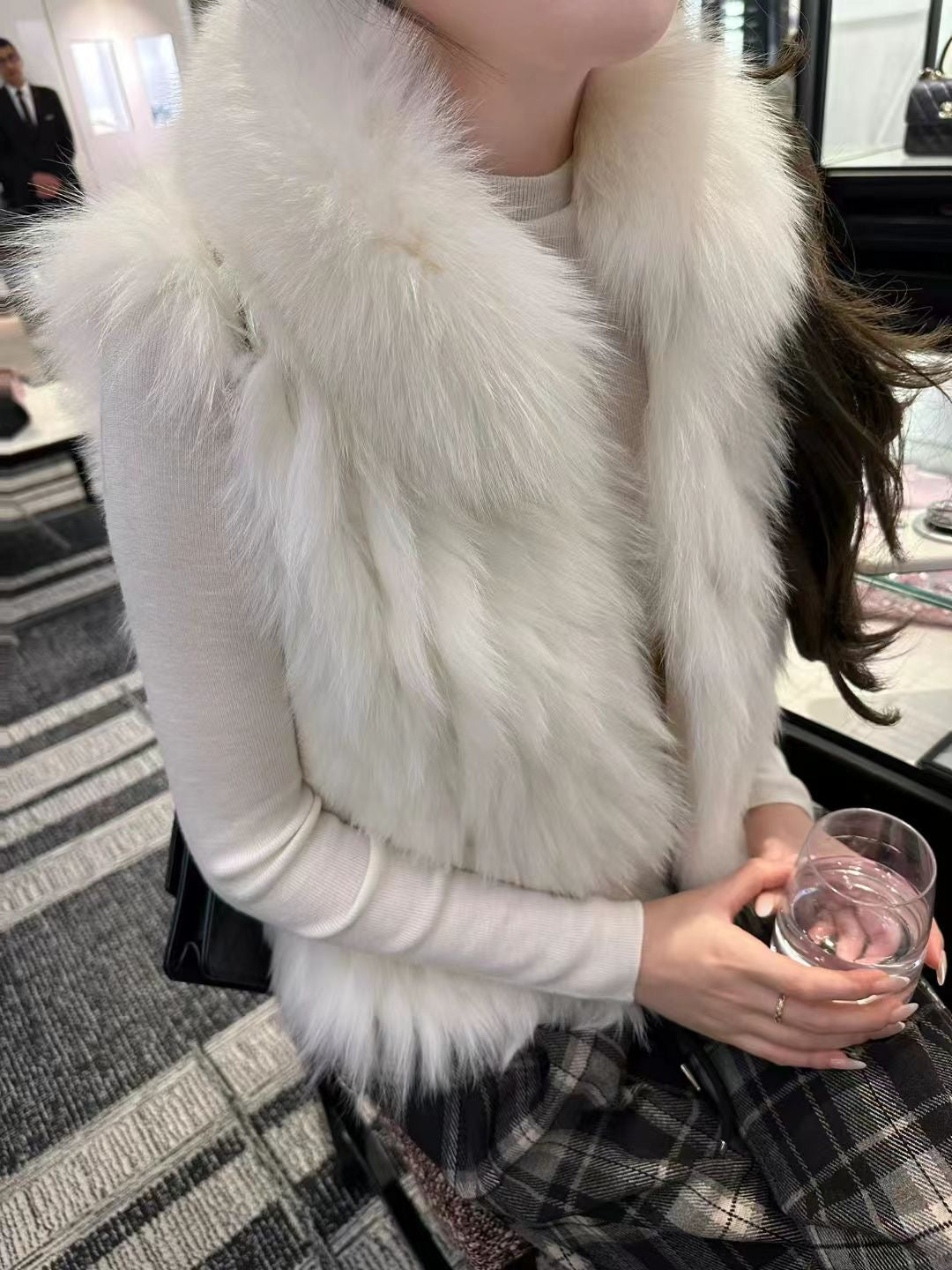 Kelly Designs 4 Colors Fox Fur Trim Vest with Car Stripe Design (Instock)