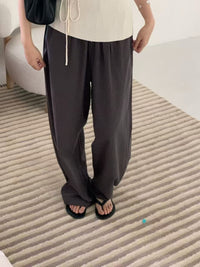 Pantalon décontracté en lin à taille élastique - Collection APM coréenne - 2 couleurs (En stock)