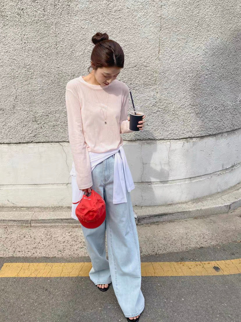 Korean ERUME Lightweight Sheer Long Sleeve Top (Instock)