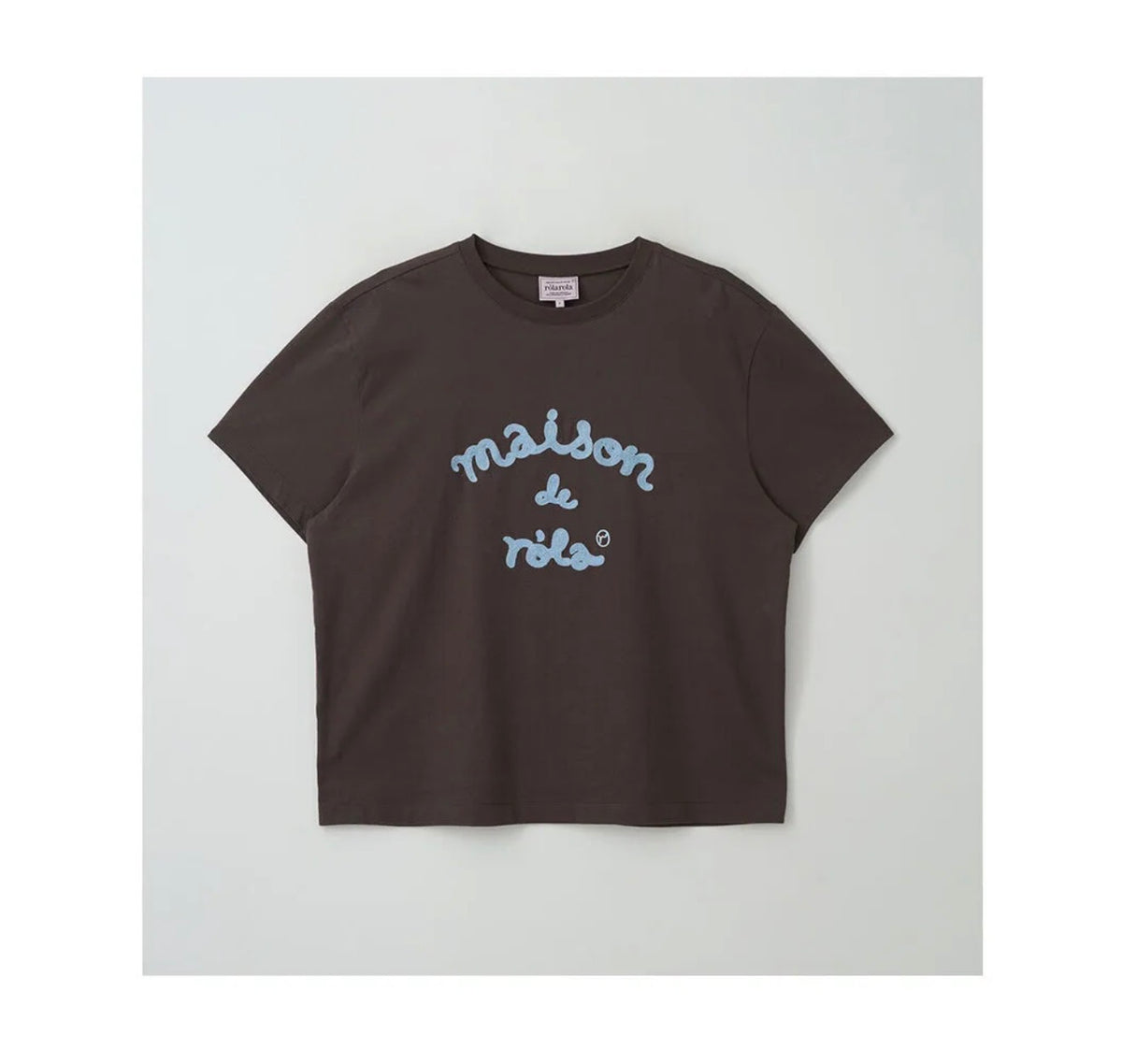 Rolarola MAISON DE ROLA EMBROIDERY PIGMENT LOOSE FIT T-SHIRT BROWN（Instock）