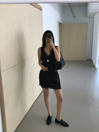 Korean APM Collection Lace Top and Skirt-Black (Instock)