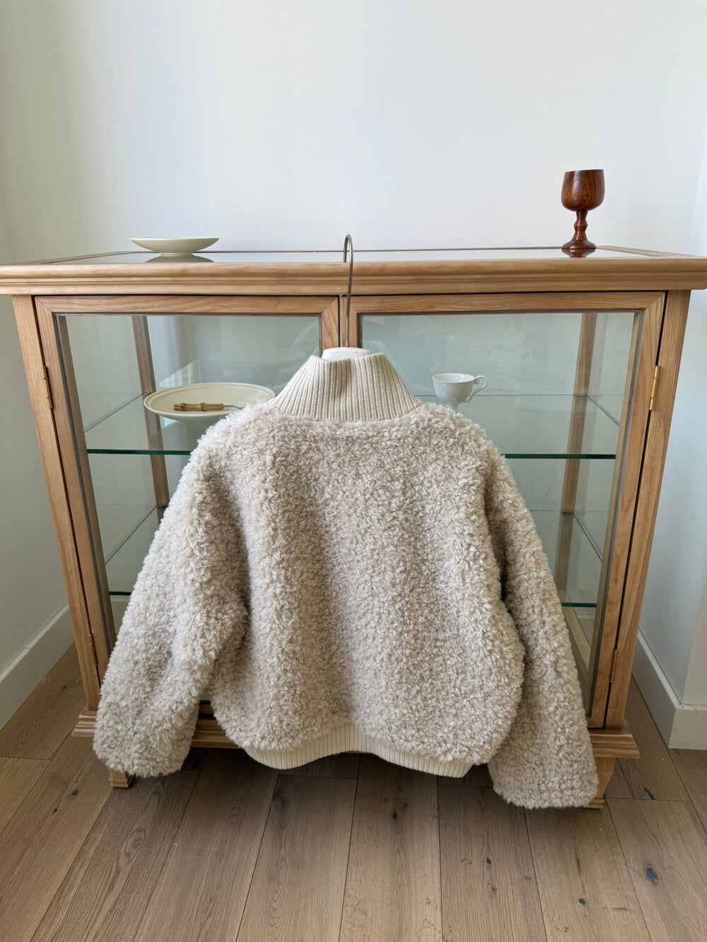 Kelly Designs Soft Teddy Knit-Trim Jacket – Cozy Stand Collar Short Coat (Instock)