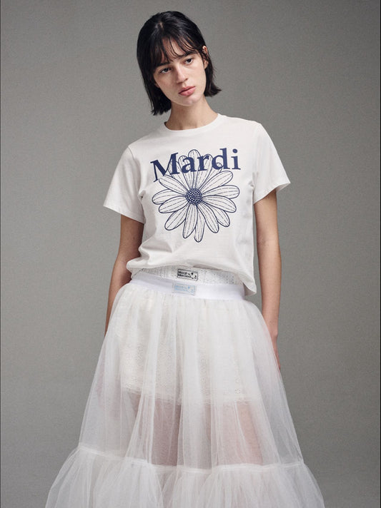 Mardi Mercredi SLIM TSHIRT FLOWERMARDI_IVORY NAVY(Preorder)