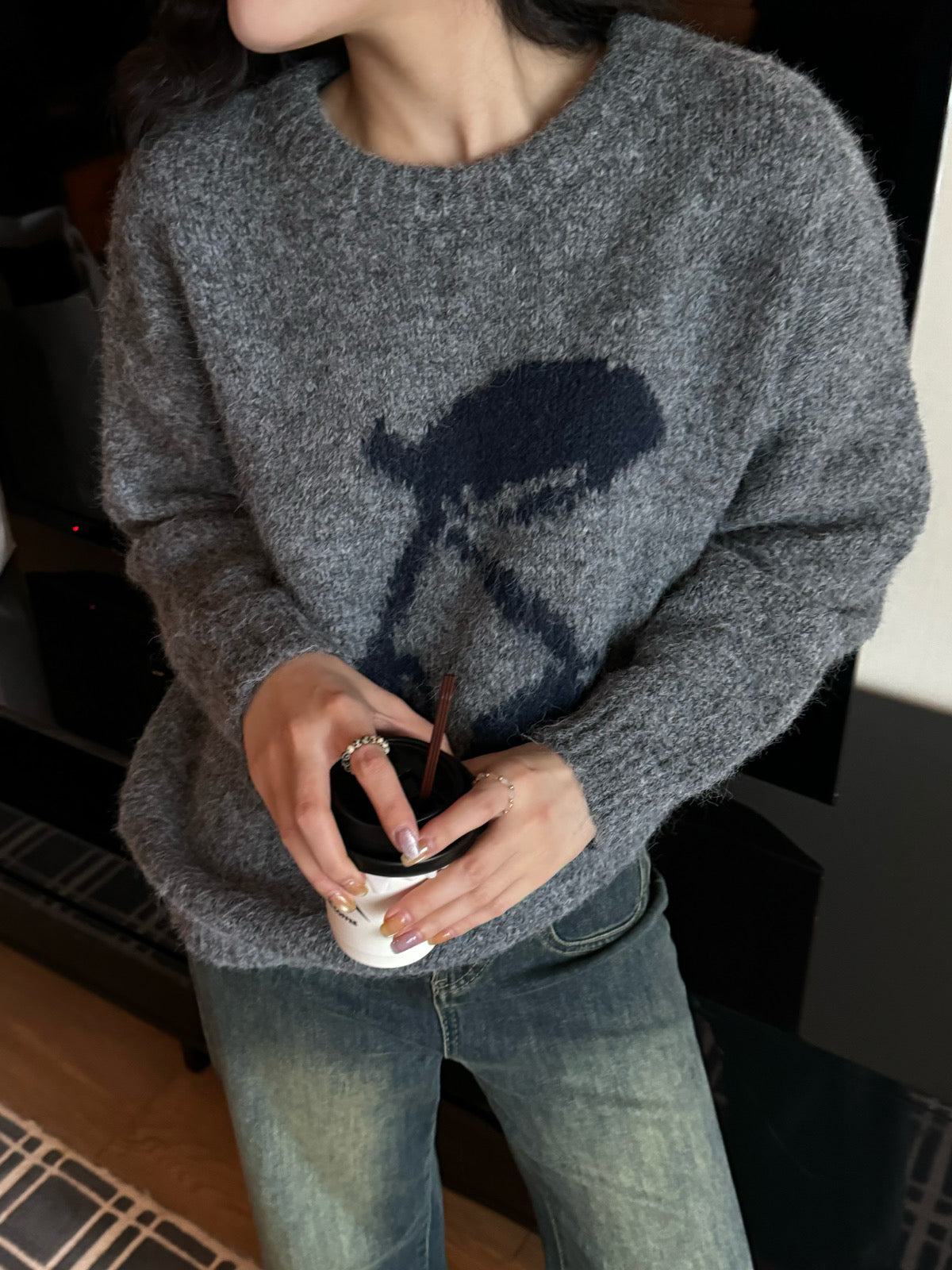 Kelly Designs Grey Cherry Sweatshirt (Instock)