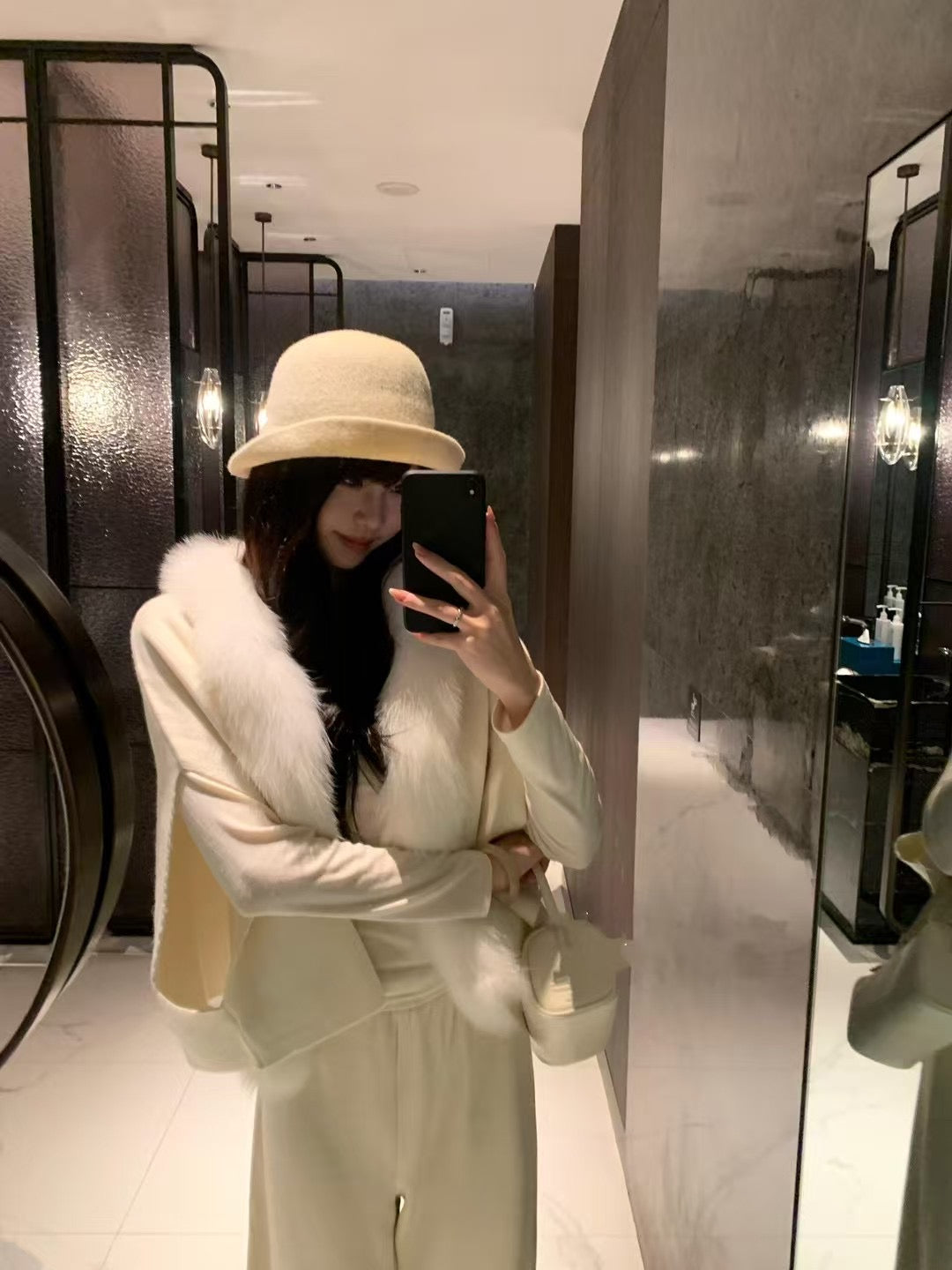 Kelly Designs Classic Fox Fur White Cardigan (Instock)