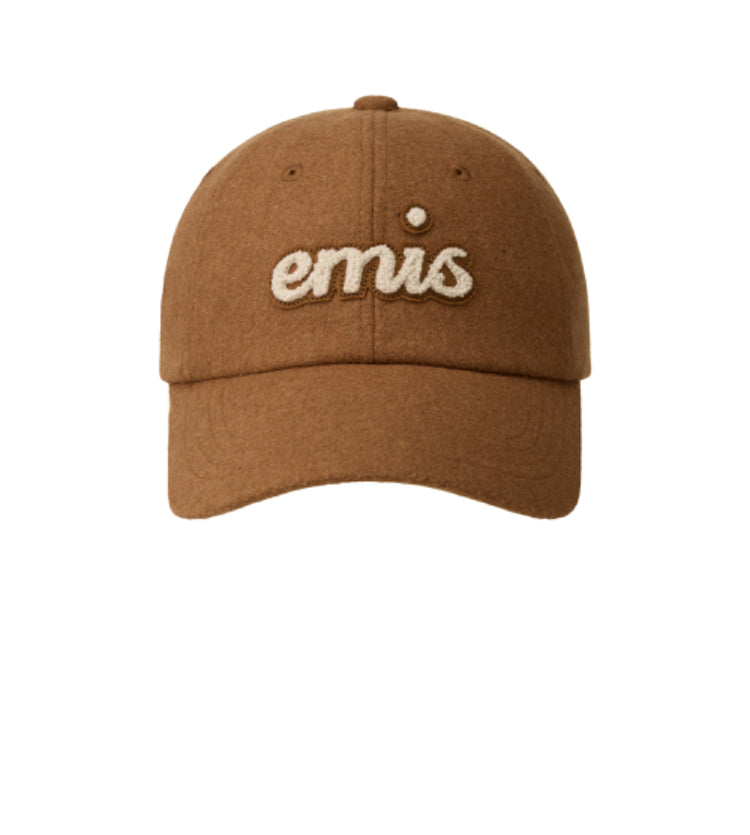 EMIS BOUCLE LETTERING LOGO BALL CAP-REDDISH BROWN (Instock)