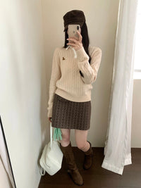Kelly Designs Teddy Bear Cable Knit 100% Wool Sweater – Cream (Instock)