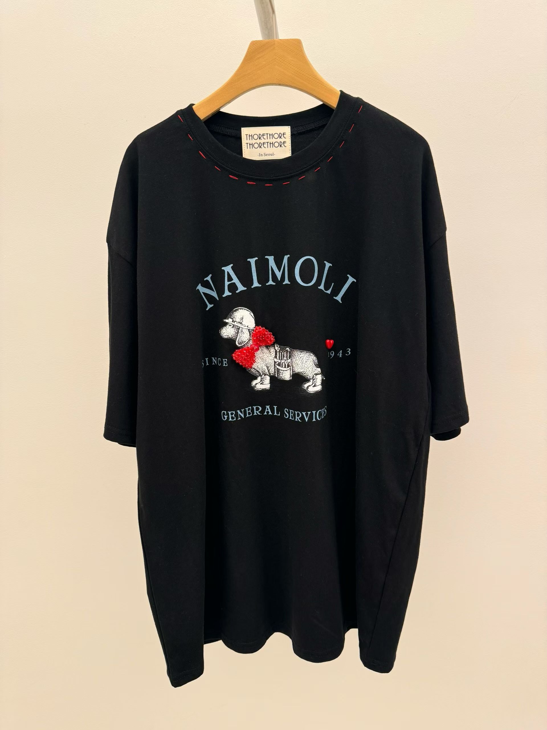 Korean APM Collection Hand Made Puppy Black Tshirt (Instock)