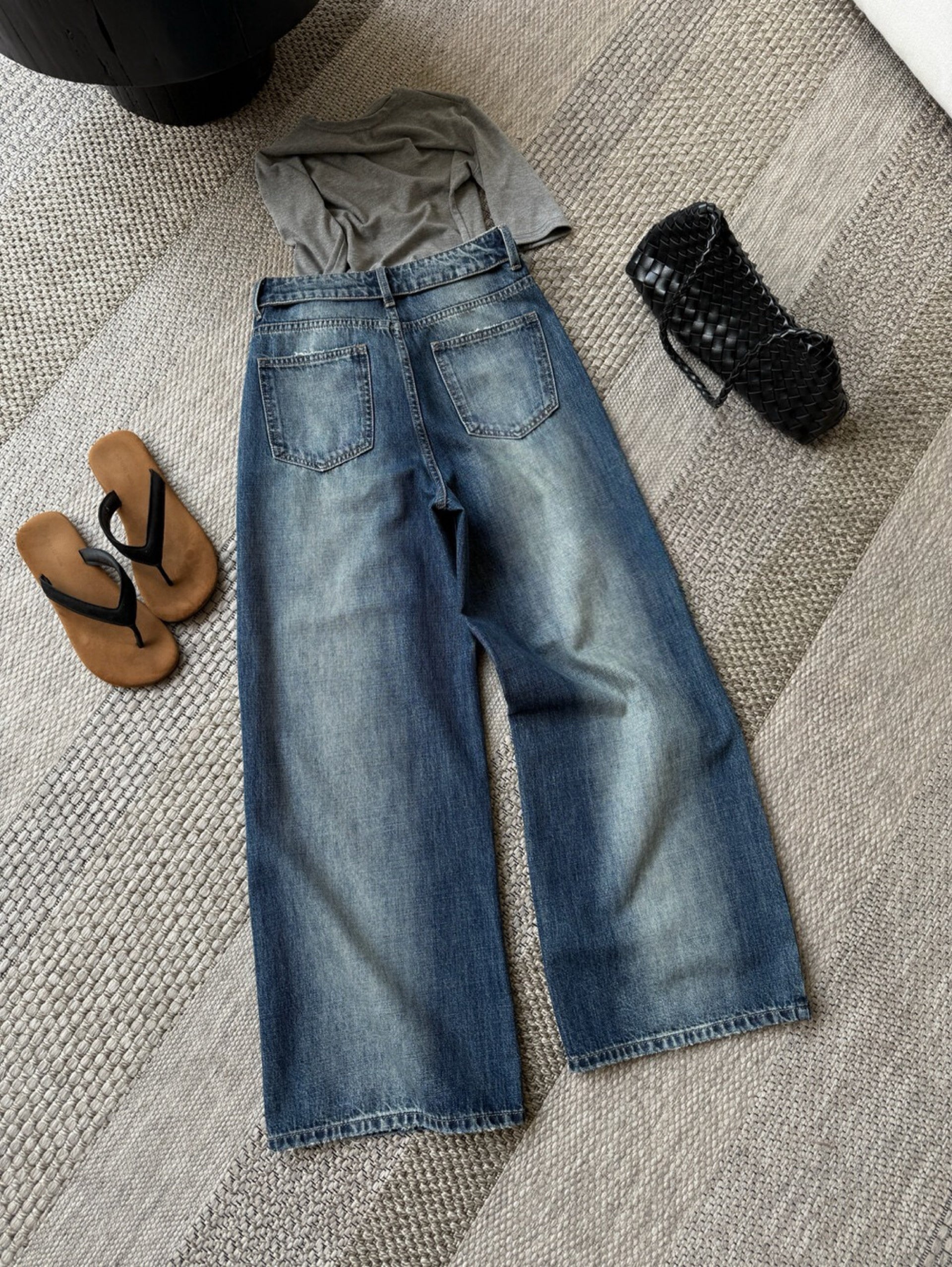 Kelly Designs Vintage Wash Wide Leg Jeans (Instock)