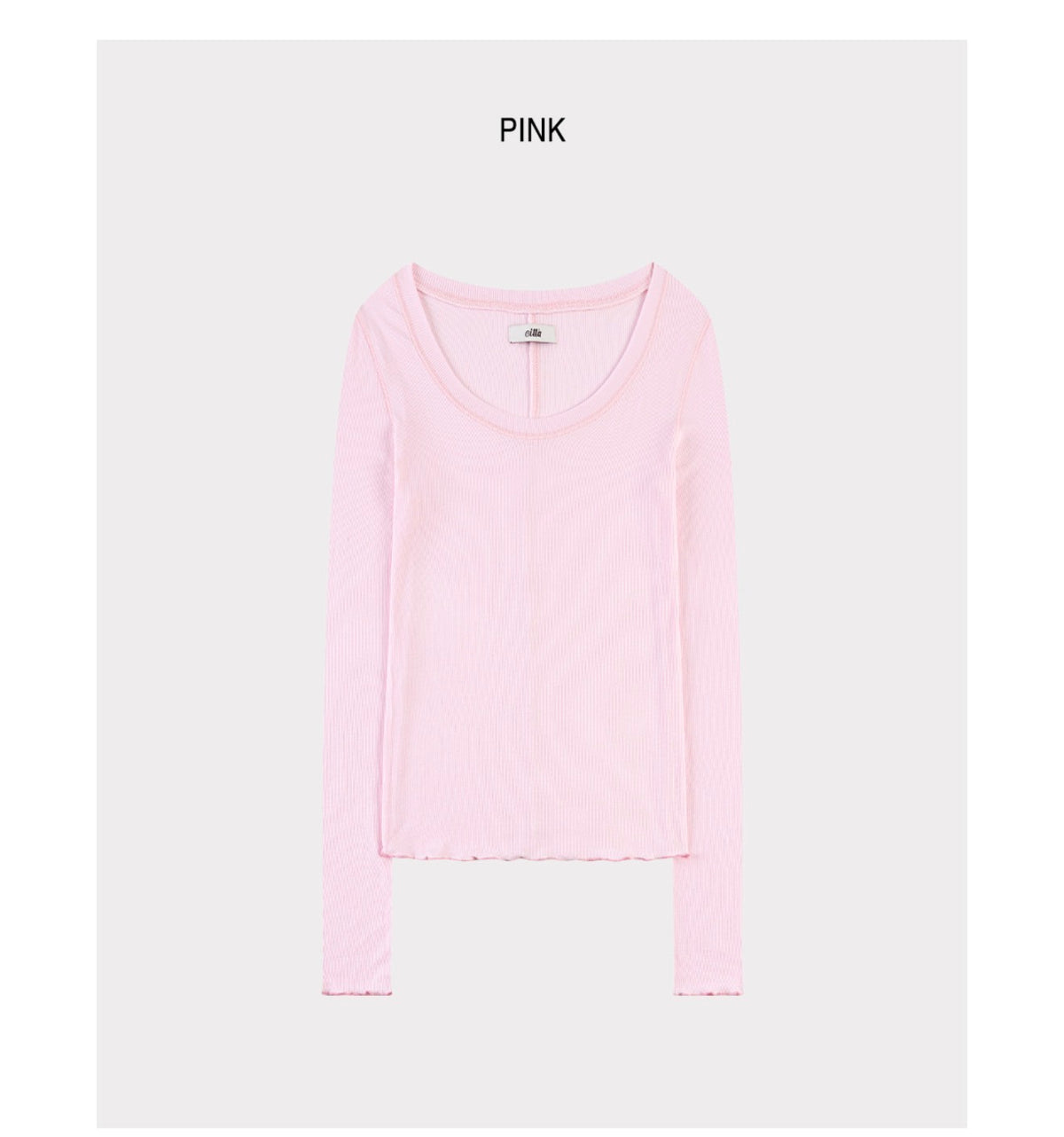 Korean Soft U-Neck Contrast Stitch Long Sleeve Top – 7 Colors (Instock)