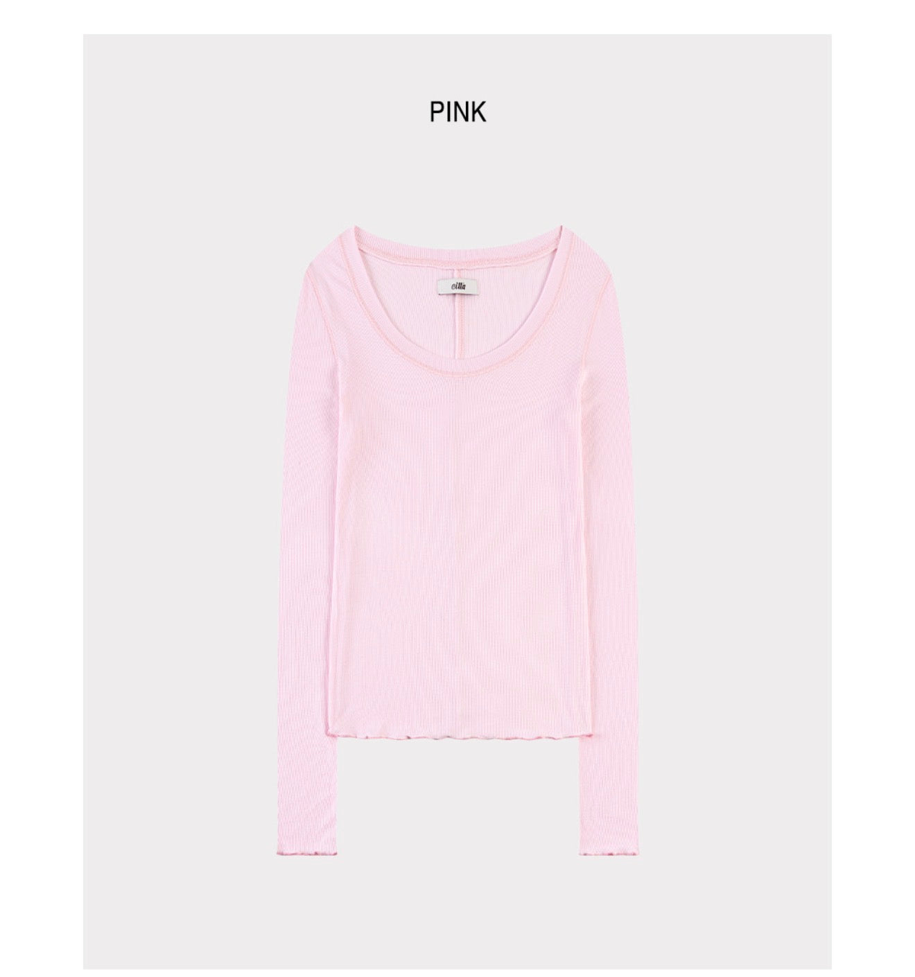 Korean Soft U-Neck Contrast Stitch Long Sleeve Top – 7 Colors (Instock)