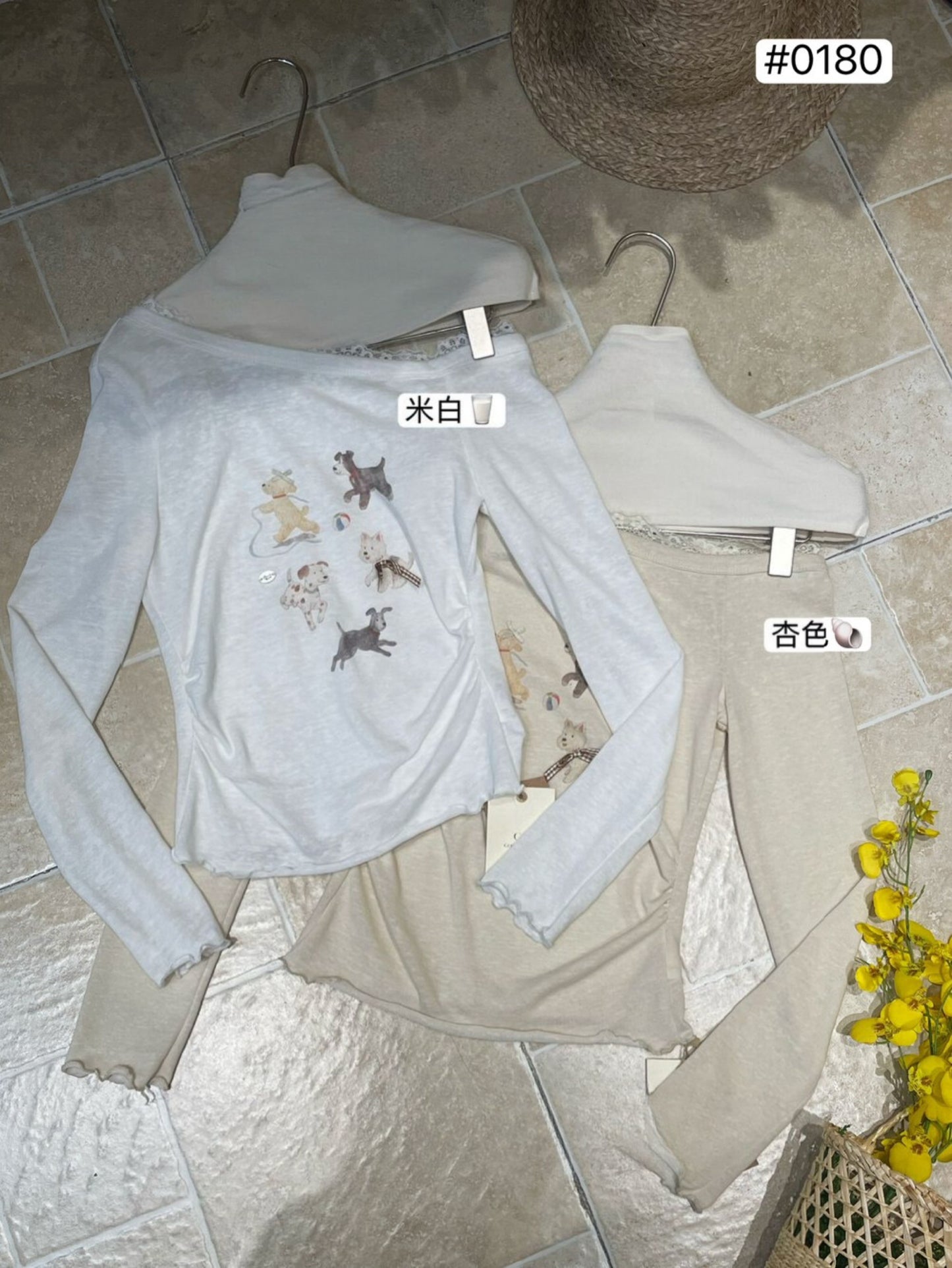 Kelly Designs Lace Layer Puppies Off Shoulder Top (Instock)