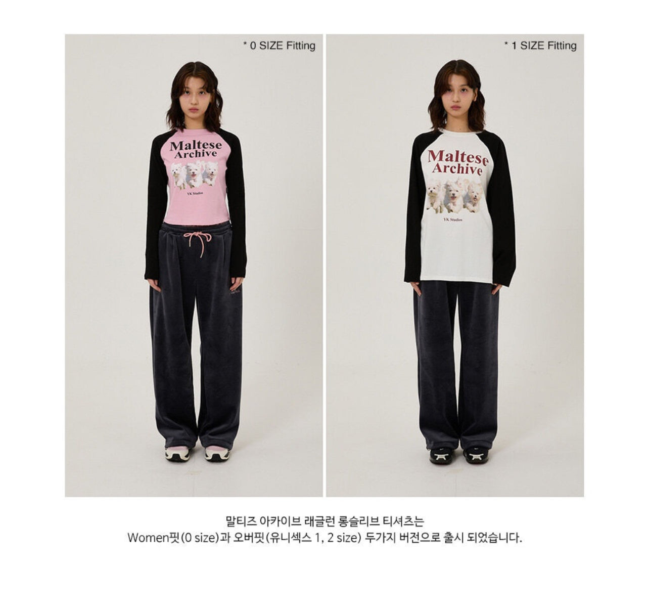 Waikei Maltese archive raglan long sleeve tshirts PINK (Preorder)