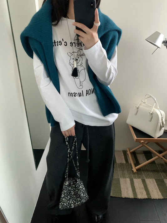 Kelly Designs French Bear Graphic Long-Sleeve Tee – “Mon frère c’est” (Instock)