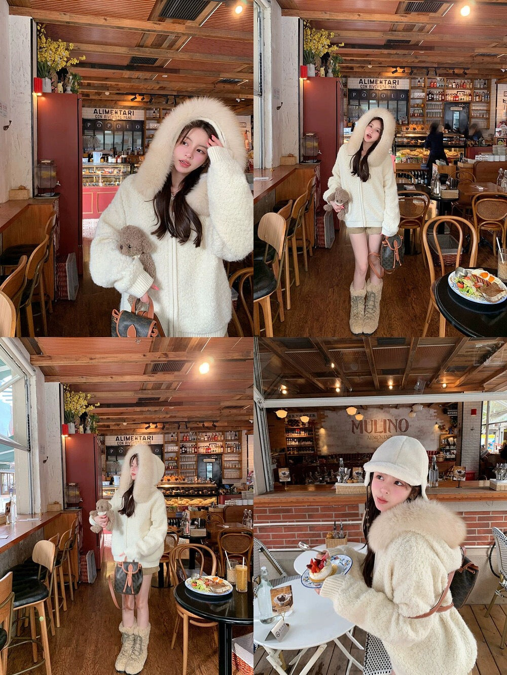 Kelly Designs Fox fur hoodie cardigan (Instock)