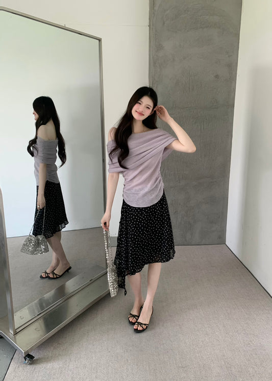 Kelly Designs Off Shoulder Knit Purple Top(Instock)