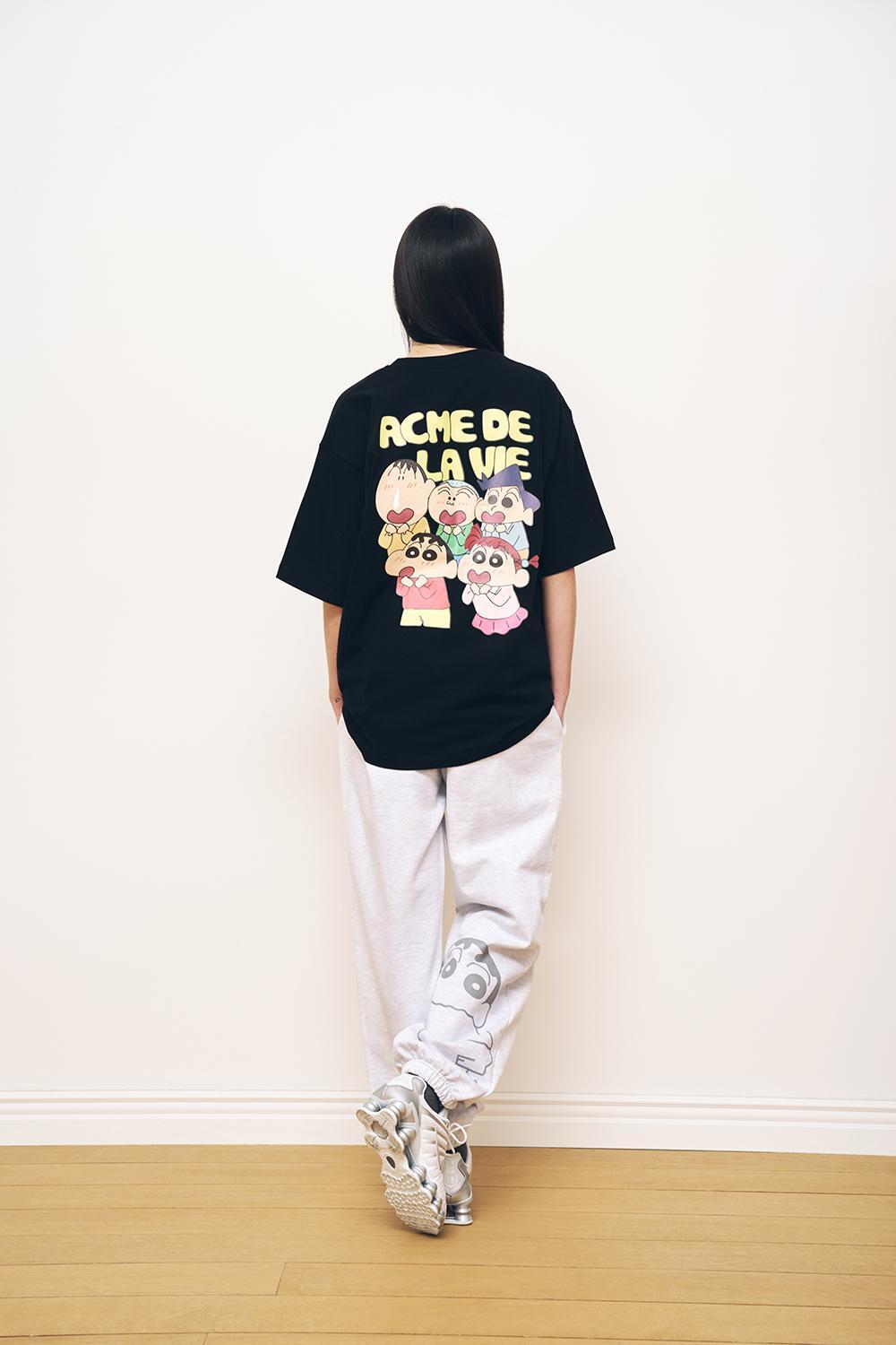ADLV SHINCHAN AND FRIENDS SHORT SLEEVE BLACK T-SHIRT (Instock)
