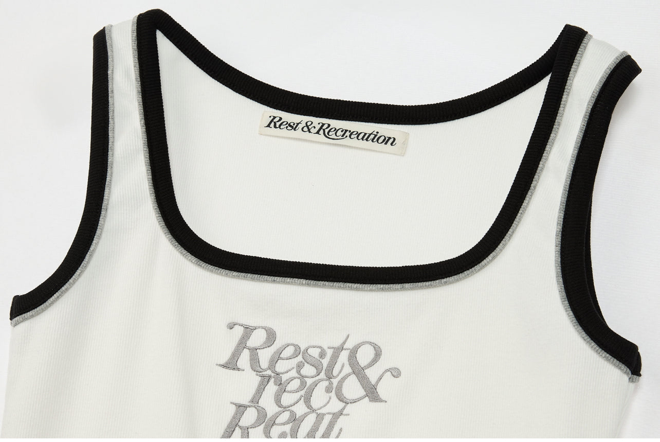 Rest & Recreation SQUARE NECK SLEEVELESS - WHITE (Instock)