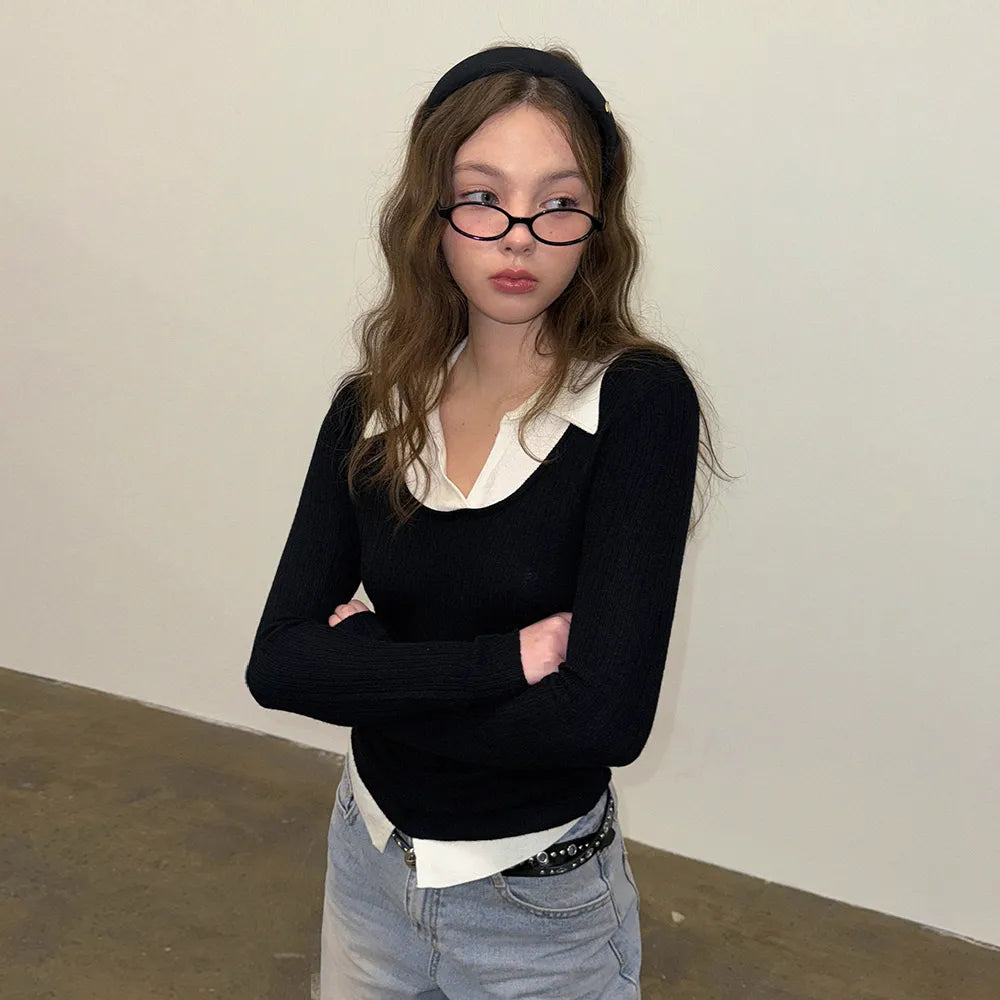 Korean Collection Fake 2Pcs Top BK (Instock)