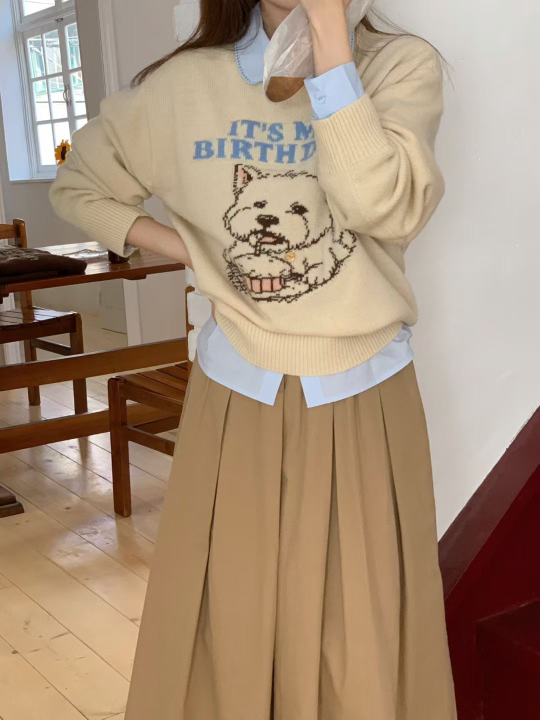 Korean APM Collection Three Colors Puppy Knit Sweater (Instock)