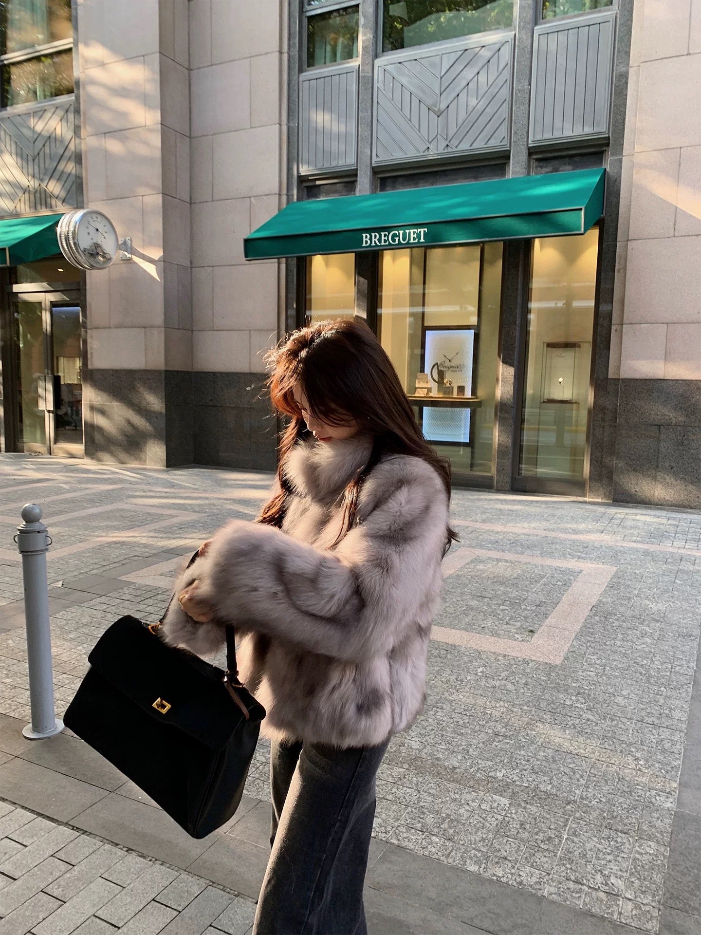 Kelly Designs Fox Fur Grey Purple Jacket (Instock)