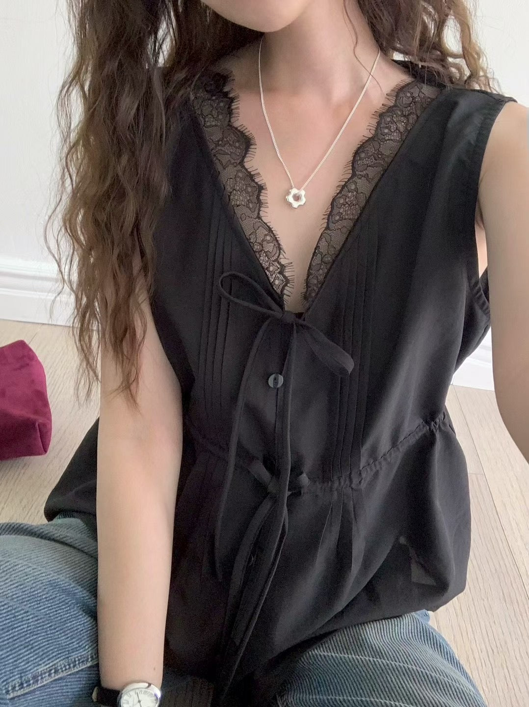 Korean APM Collection Lace Black Top (Instock)