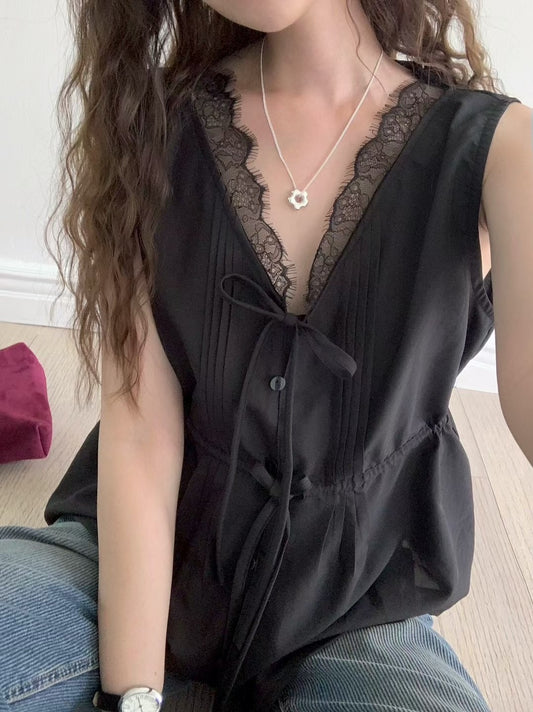 Korean APM Collection Lace Black Top (Instock)