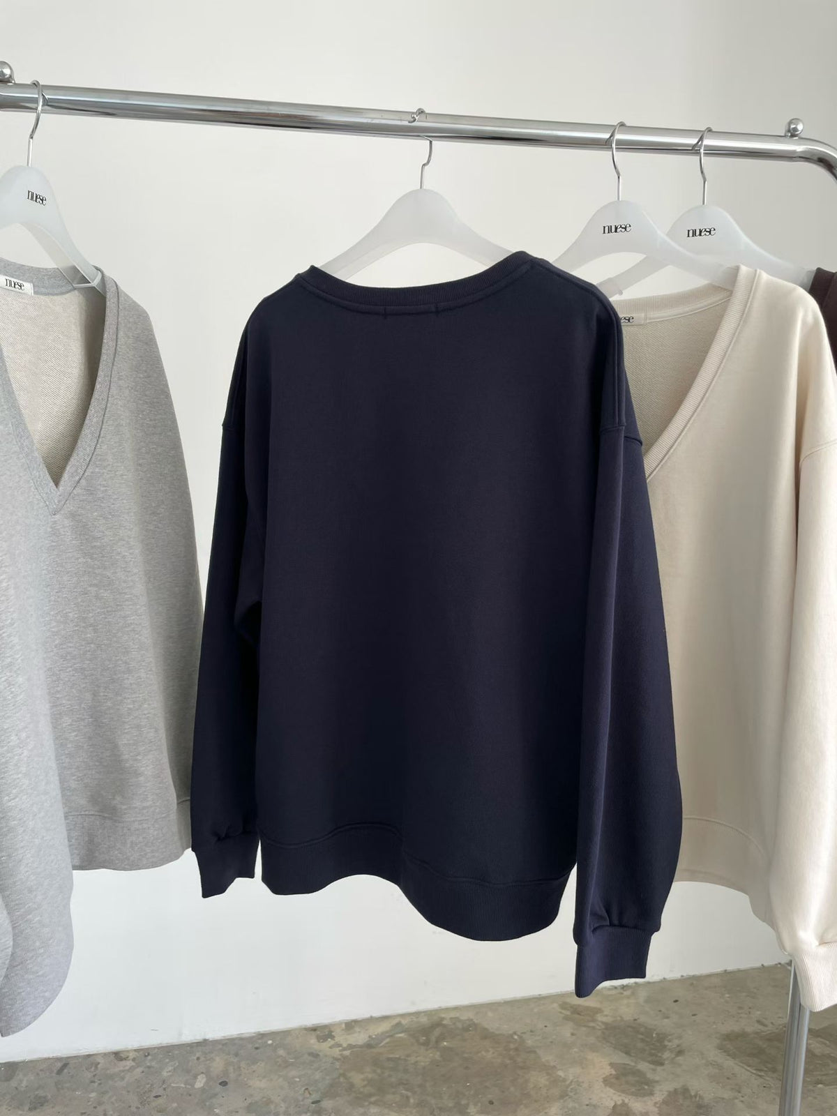 Korean APM Collection Relaxed Deep V-Neck Sweatshirt (Instock)
