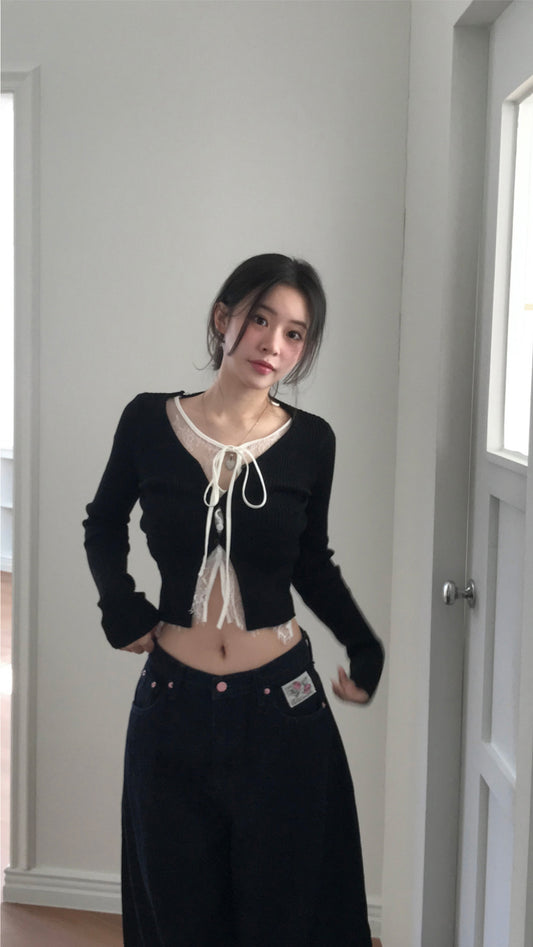 Korean Brand Day Layer Black & Lace Top (Preorder)