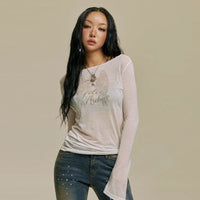 Gila Archive Star Wing Sheer Graphic Long Sleeve Top – WH (Instock)