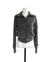 Korean Collection Washed Charcoal Two-Way Zip Jacket (Instock)