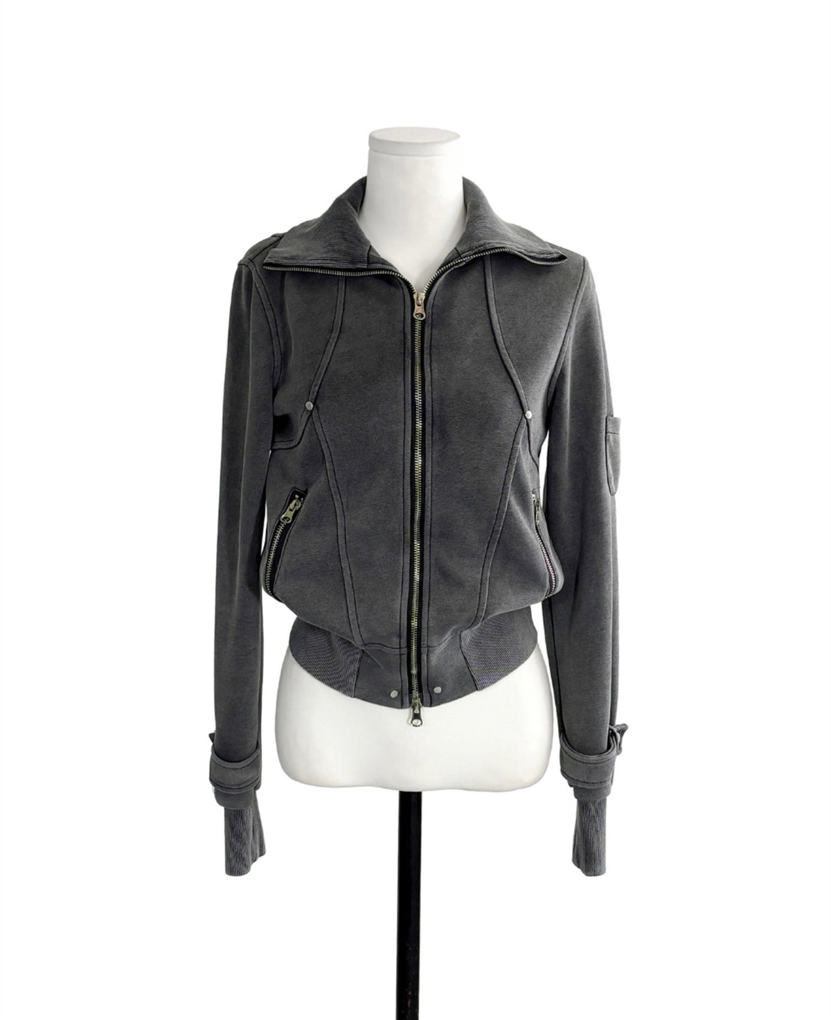Korean Collection Washed Charcoal Two-Way Zip Jacket (Instock)