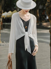 Kelly Designs Mulberry Silk Sheer Tie-Front Cardigan – Lightweight Sun Protection Cover-Up (Instock)