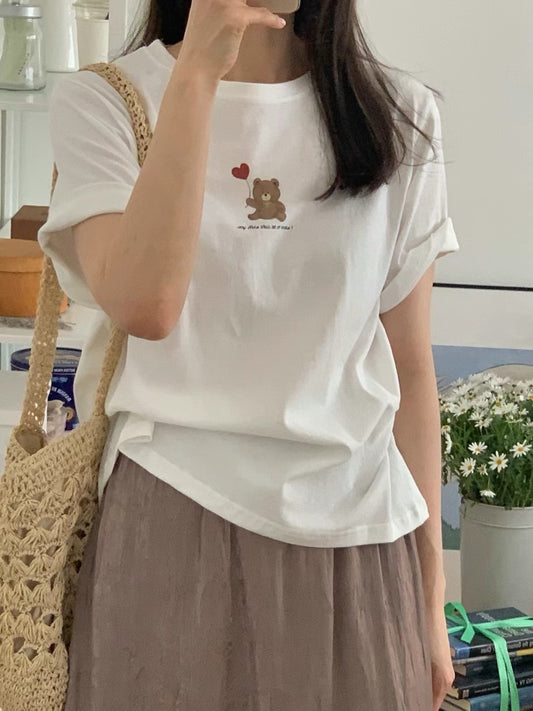 Korean APM Collection Bear White Tshirt (Instock)