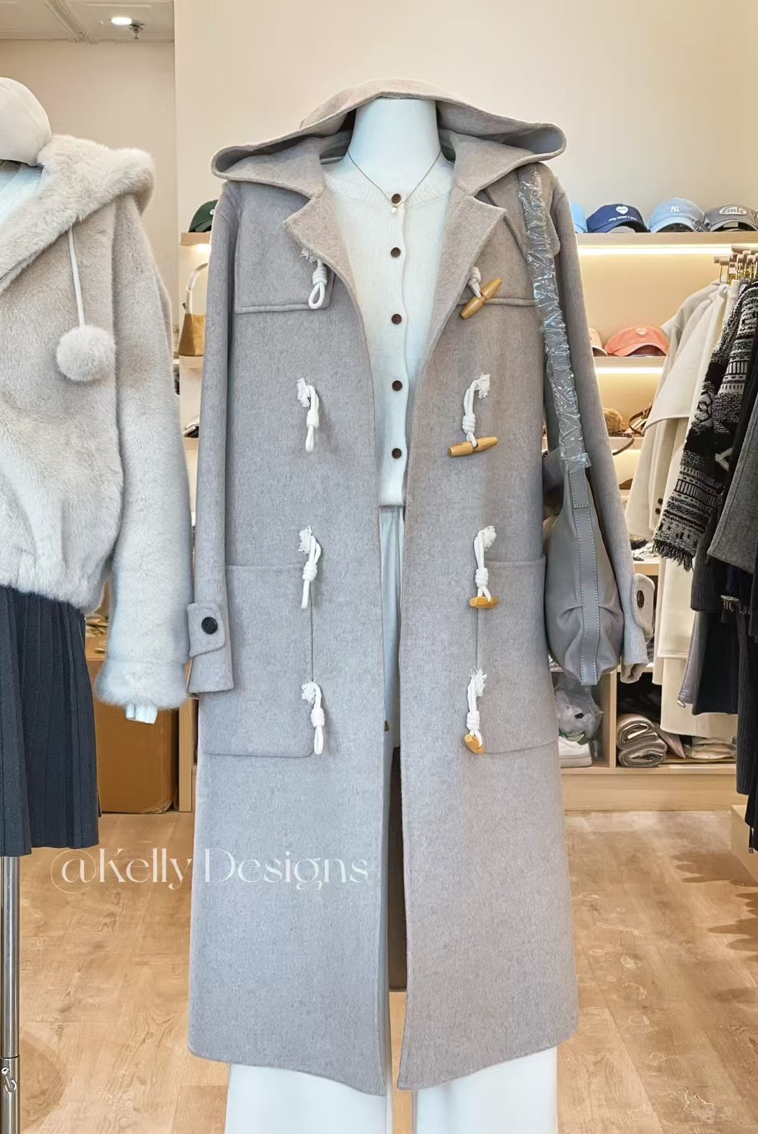 Kelly Designs Wool Horn Buckle Oatmeal Coat (Instock)