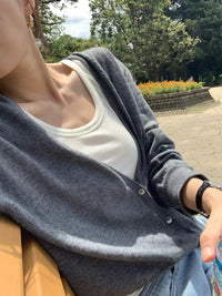 Korean APM Collection Ounce Mia Deep V-Neck Wool-Blend Cardigan (Instock)