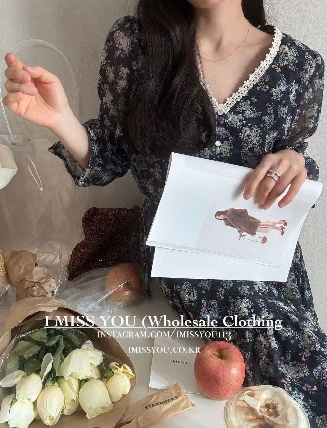 Korean APM Collection I Miss You Black Dress (Instock)