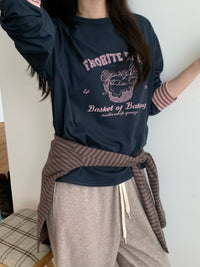 Korean APM Collection Favorite Bread Graphic Long Sleeve Tee (Instock)