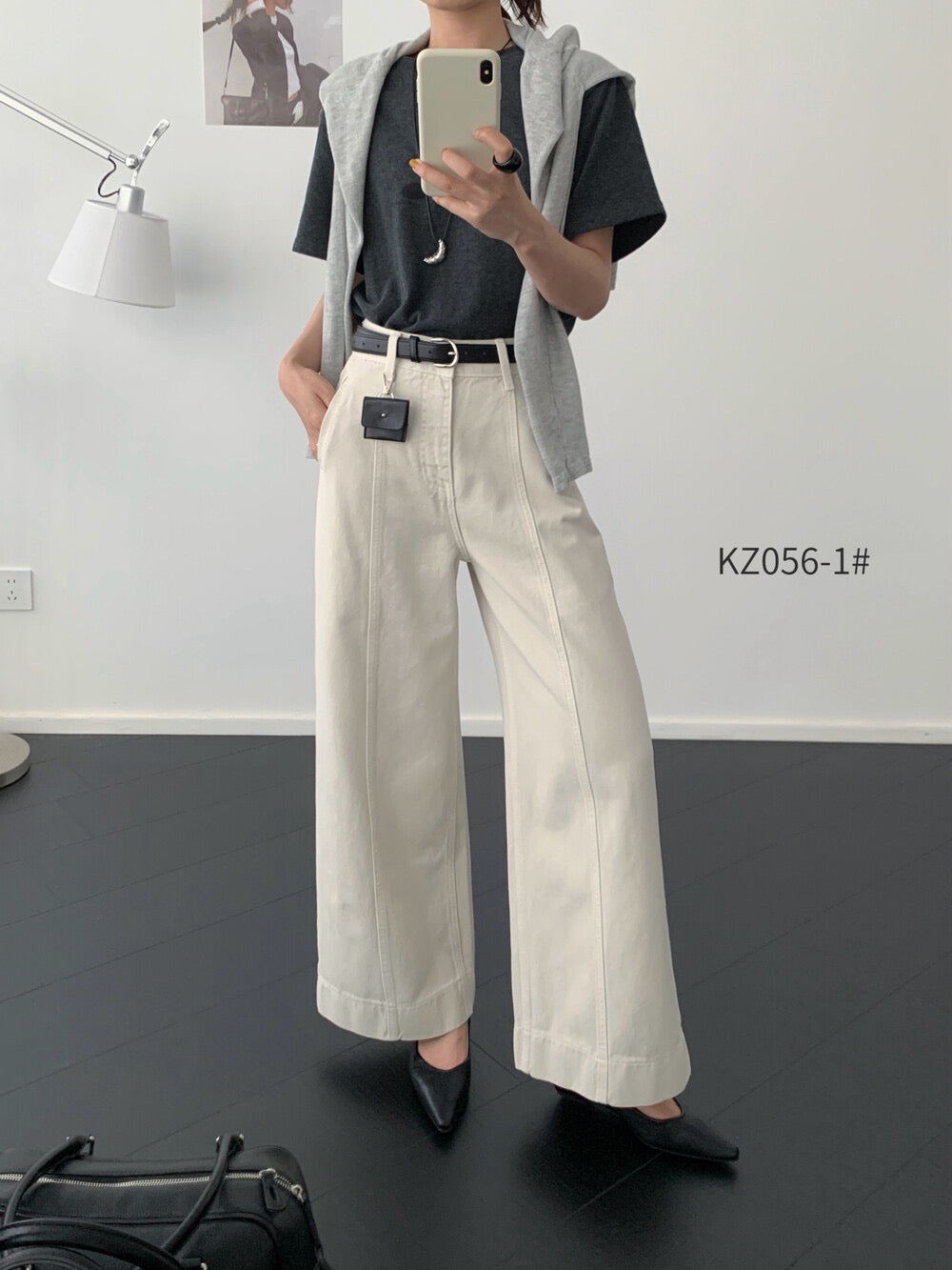 Kelly Designs Petite-Friendly Fall New High-Waist Straight-Leg Denim Pants (with Belt) (Instock)