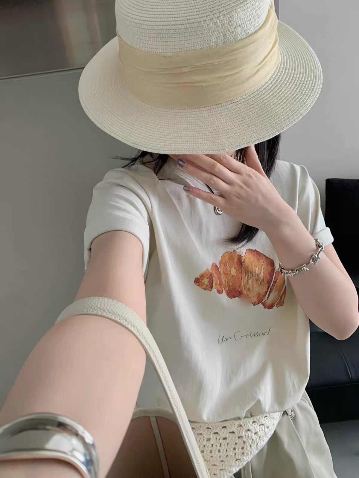 Korean APM Collection Croissant White Tshirt (Instock)