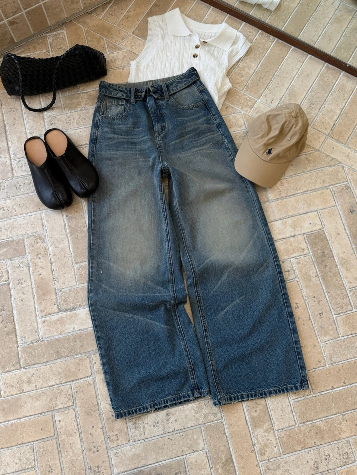 Kelly Designs Vintage Washed Wide Leg Jeans (Instock)