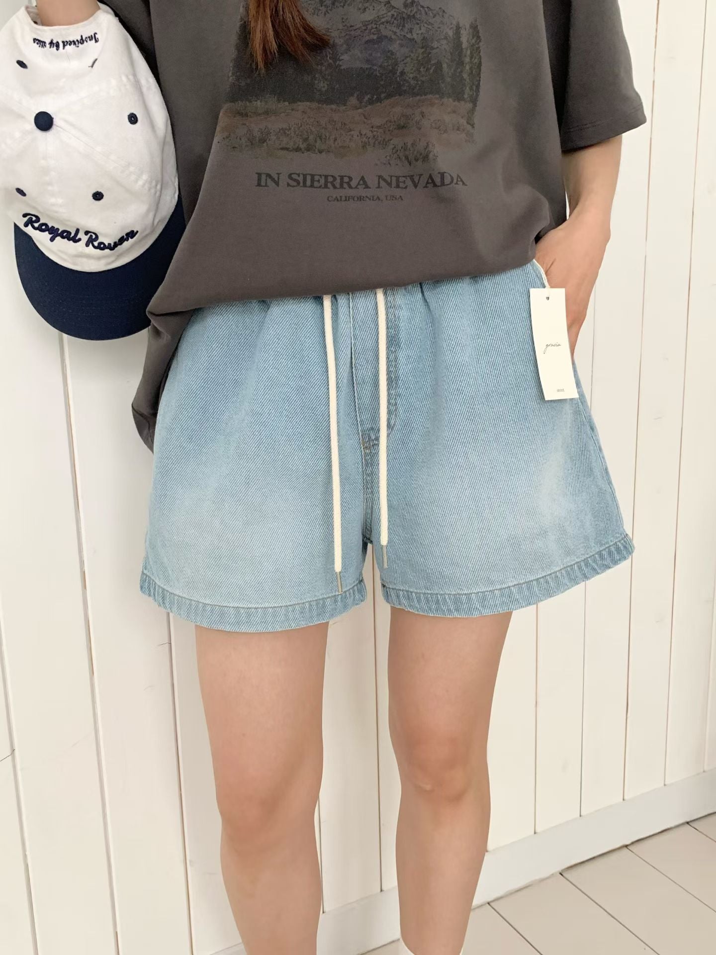 Korean APM Collection Light Blue Denim Shorts (Instock)
