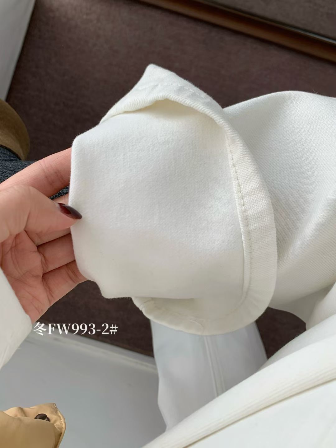 Kelly Designs Fleece-Lined Straight Denim White Pants(Instock)